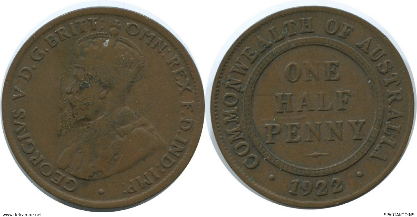 1/2 PENNI 1922 AUSTRALIE AUSTRALIA Pièce #AE791.16.F.A - ½ Penny