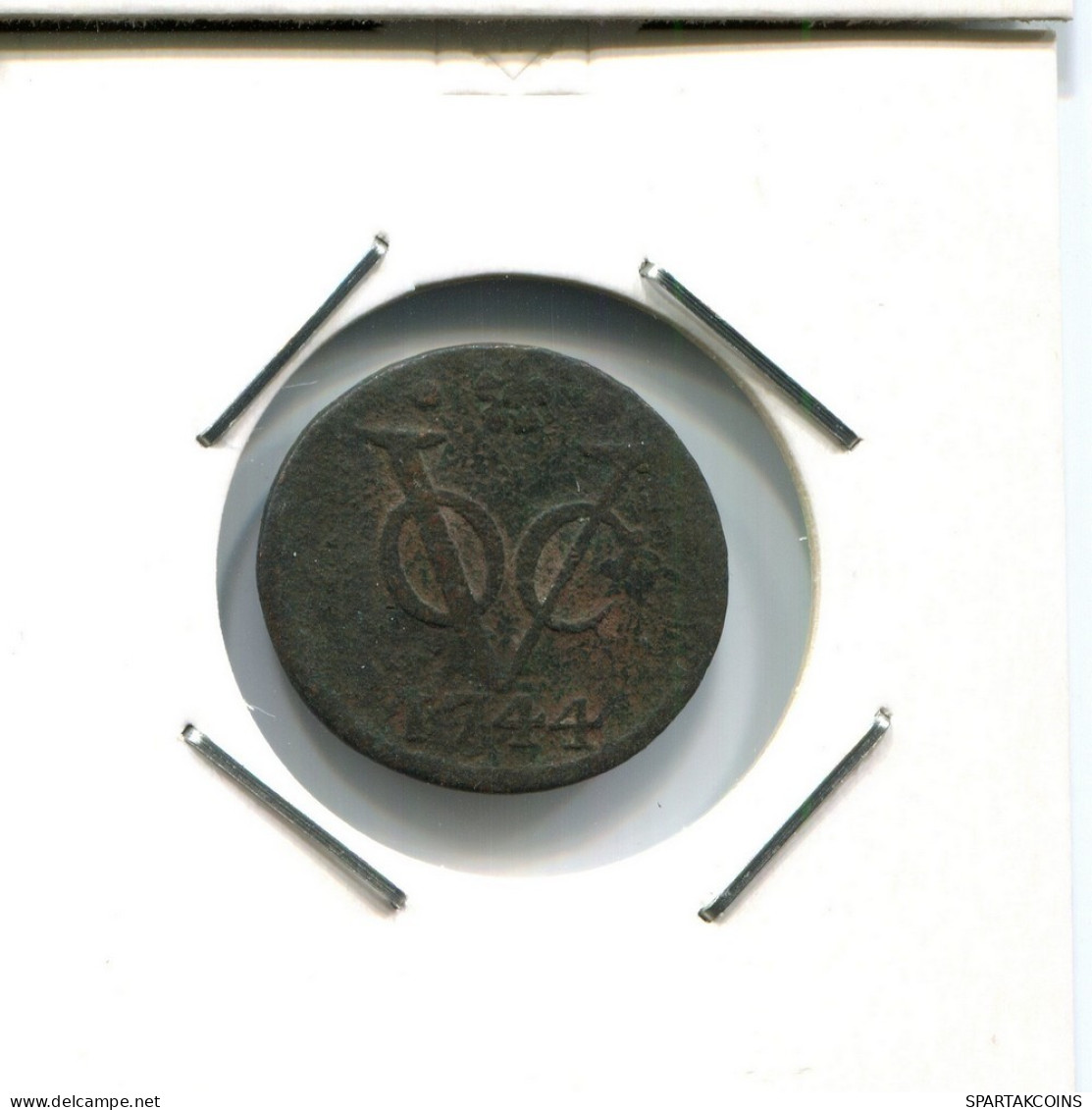 1744 HOLLAND VOC DUIT NIEDERLANDE OSTINDIEN NY COLONIAL PENNY #VOC2471.7.D.A - Indes Néerlandaises