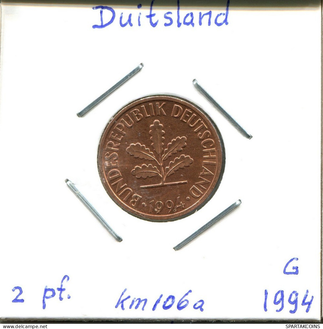2 PFENNIG 1994 G WEST & UNIFIED GERMANY Coin #DC316.U.A - 2 Pfennig