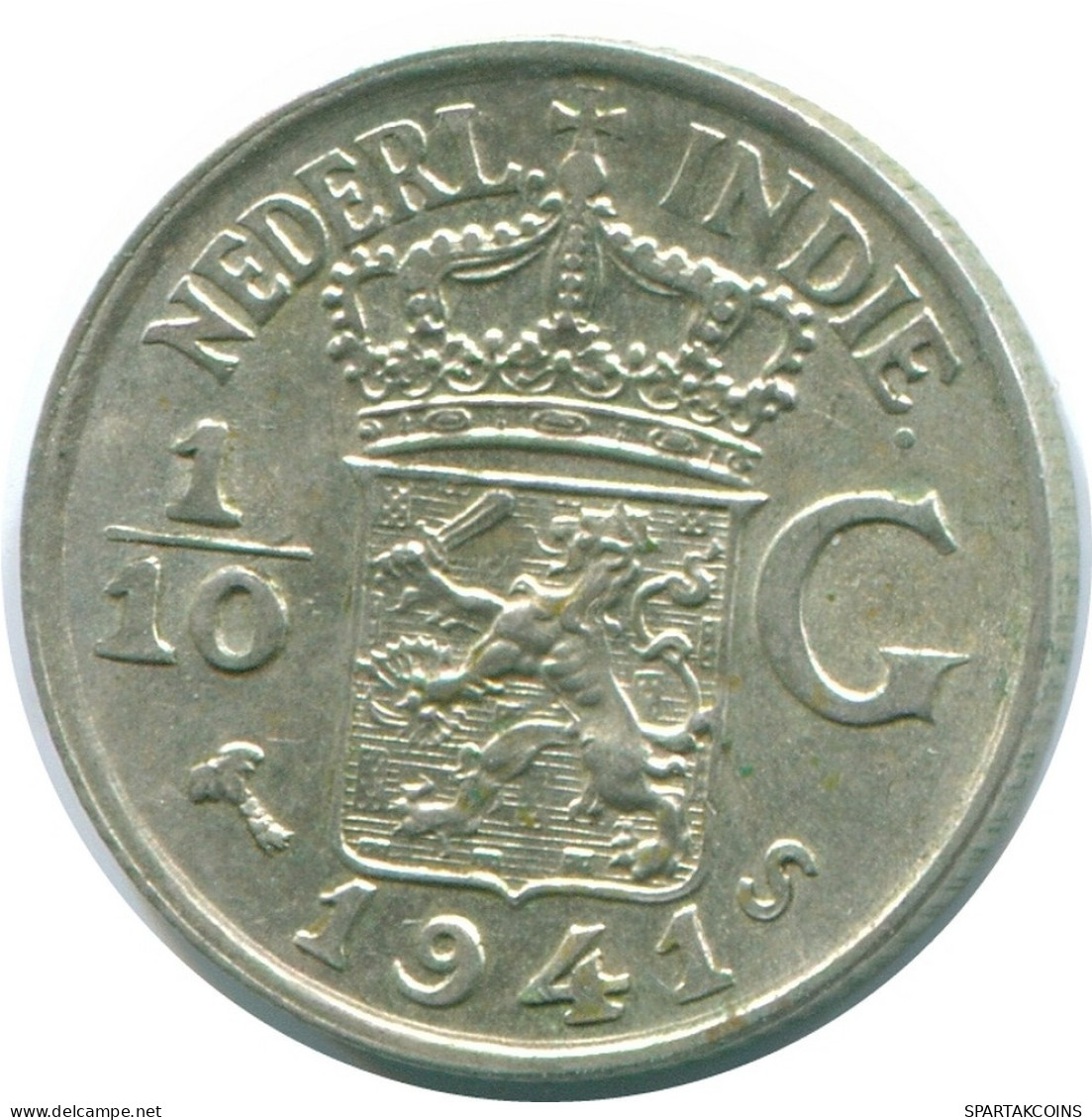 1/10 GULDEN 1941 S INDES ORIENTALES NÉERLANDAISES ARGENT Colonial Pièce #NL13563.3.F.A - Niederländisch-Indien