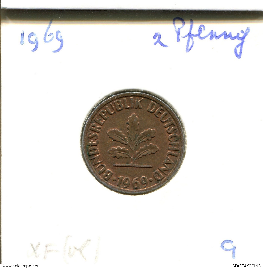 2 PFENNIG 1969 G BRD ALEMANIA Moneda GERMANY #DB016.E.A - 2 Pfennig
