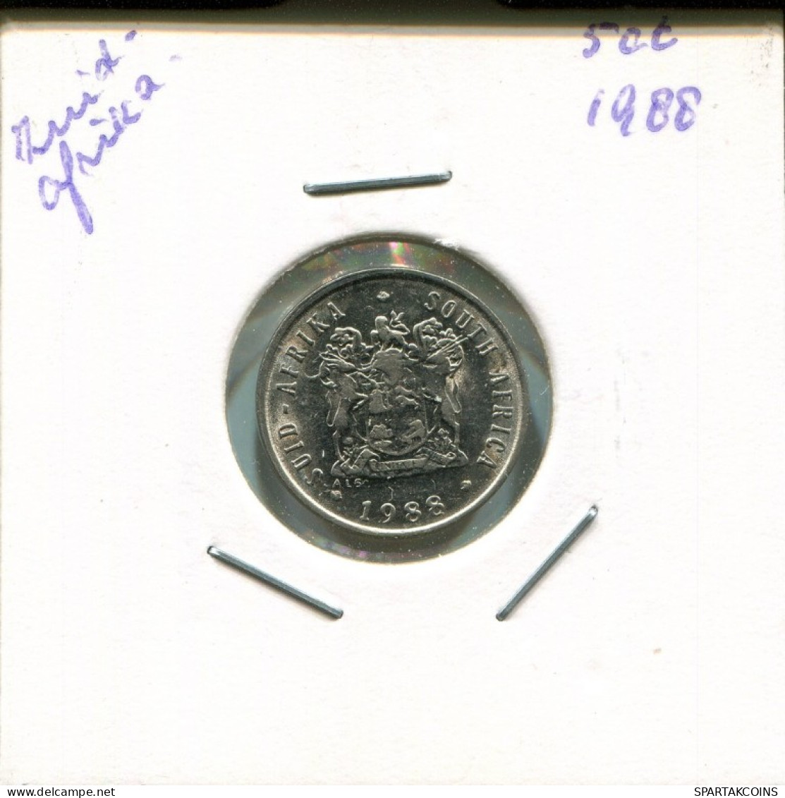 5 CENTS 1988 SOUTH AFRICA Coin #AN716.U.A - Südafrika