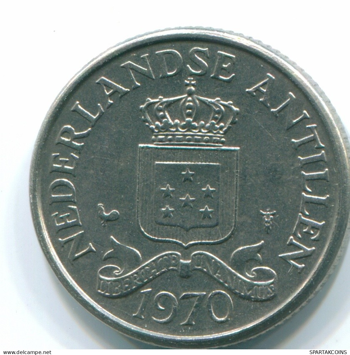25 CENTS 1970 ANTILLES NÉERLANDAISES Nickel Colonial Pièce #S11417.F.A - Antilles Néerlandaises