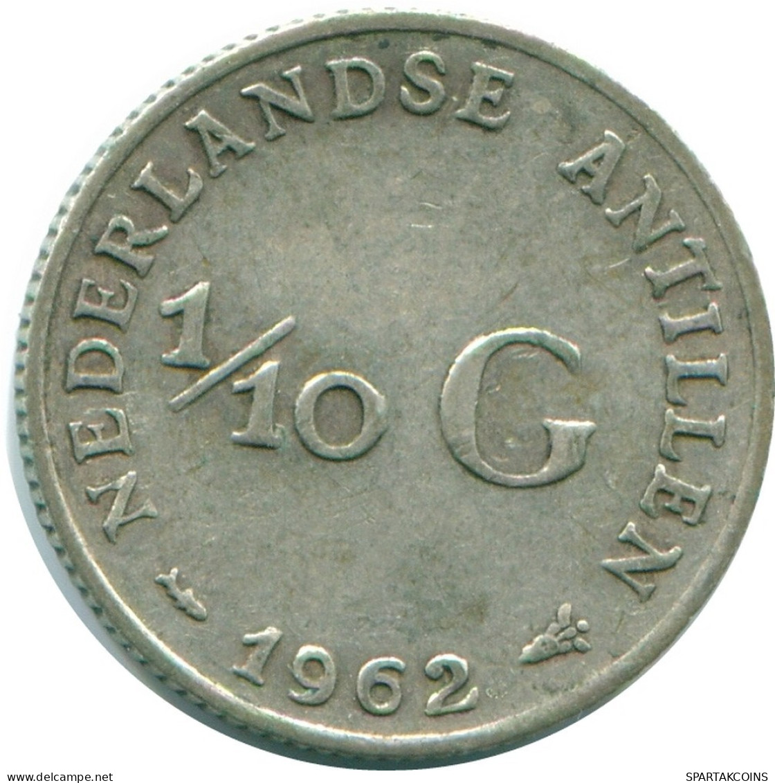 1/10 GULDEN 1962 NIEDERLÄNDISCHE ANTILLEN SILBER Koloniale Münze #NL12394.3.D.A - Niederländische Antillen