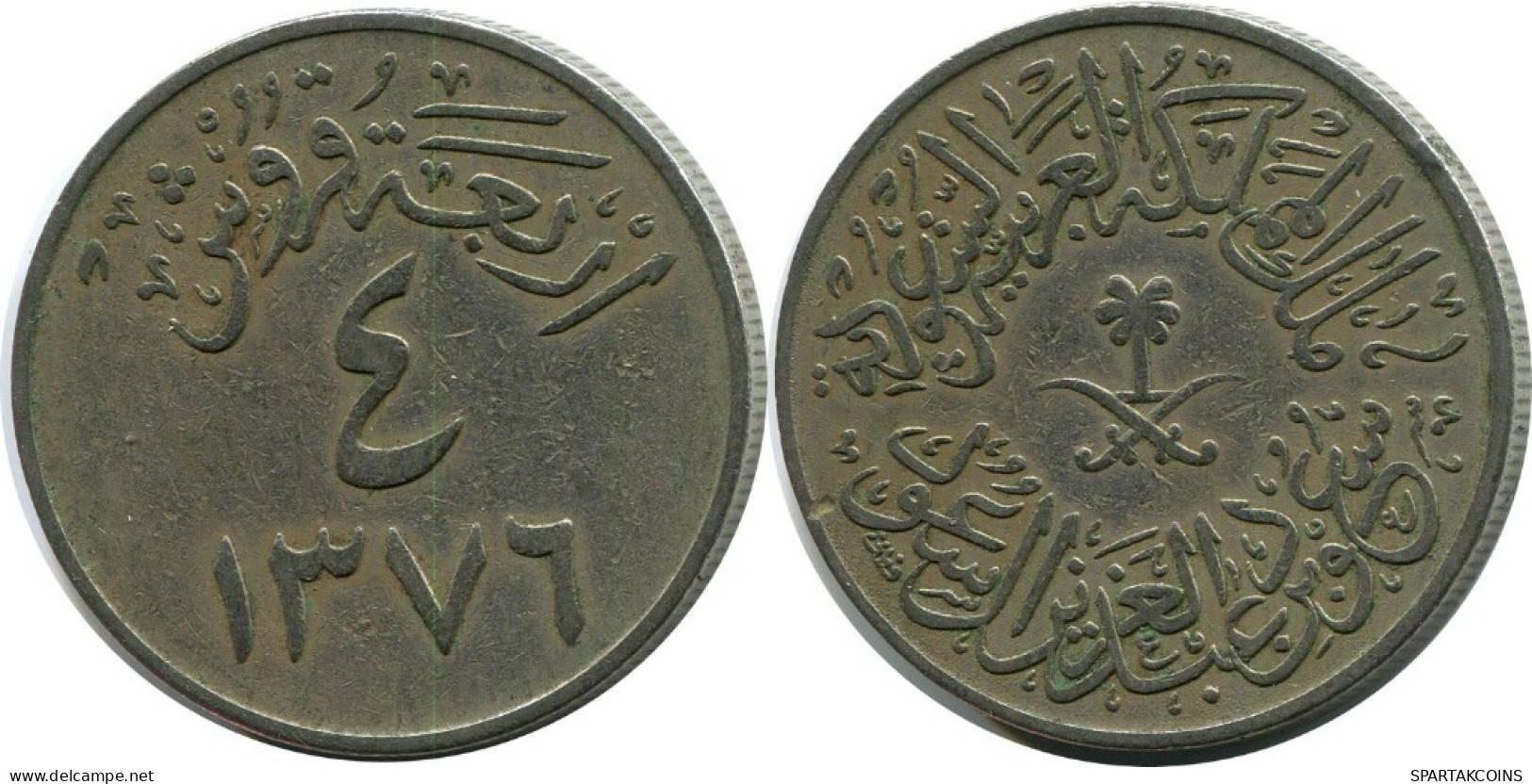 4 GHIRSH 1956 ARABIA SAUDITA SAUDI ARABIA Islámico Moneda #AK094.E.A - Saoedi-Arabië
