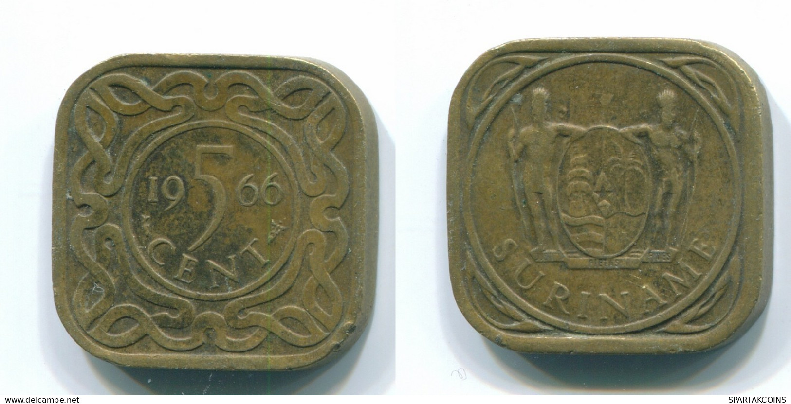5 CENTS 1966 SURINAME Netherlands Nickel-Brass Colonial Coin #S12850.U.A - Surinam 1975 - ...