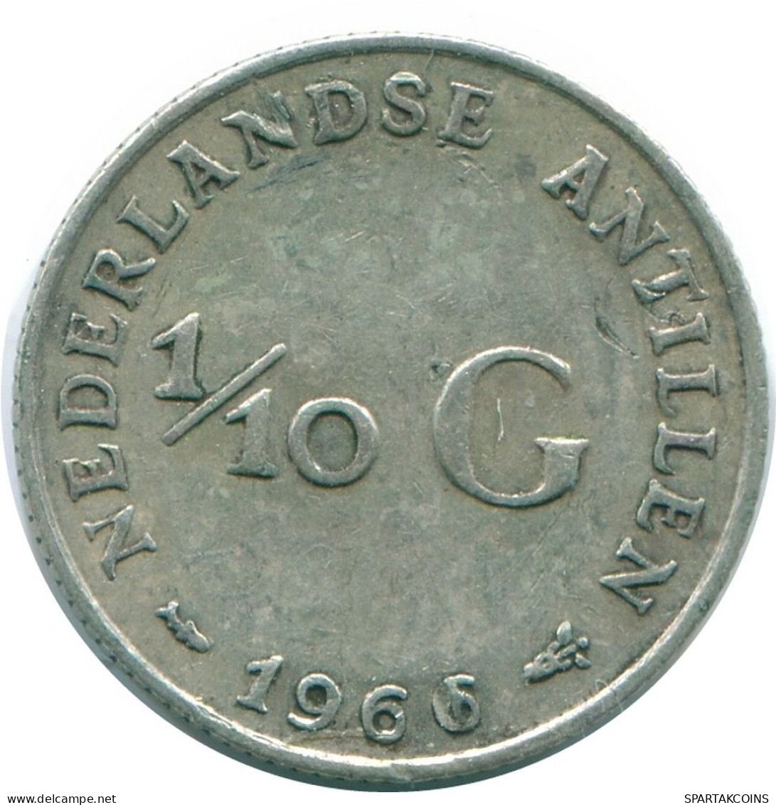 1/10 GULDEN 1966 ANTILLES NÉERLANDAISES ARGENT Colonial Pièce #NL12825.3.F.A - Antilles Néerlandaises