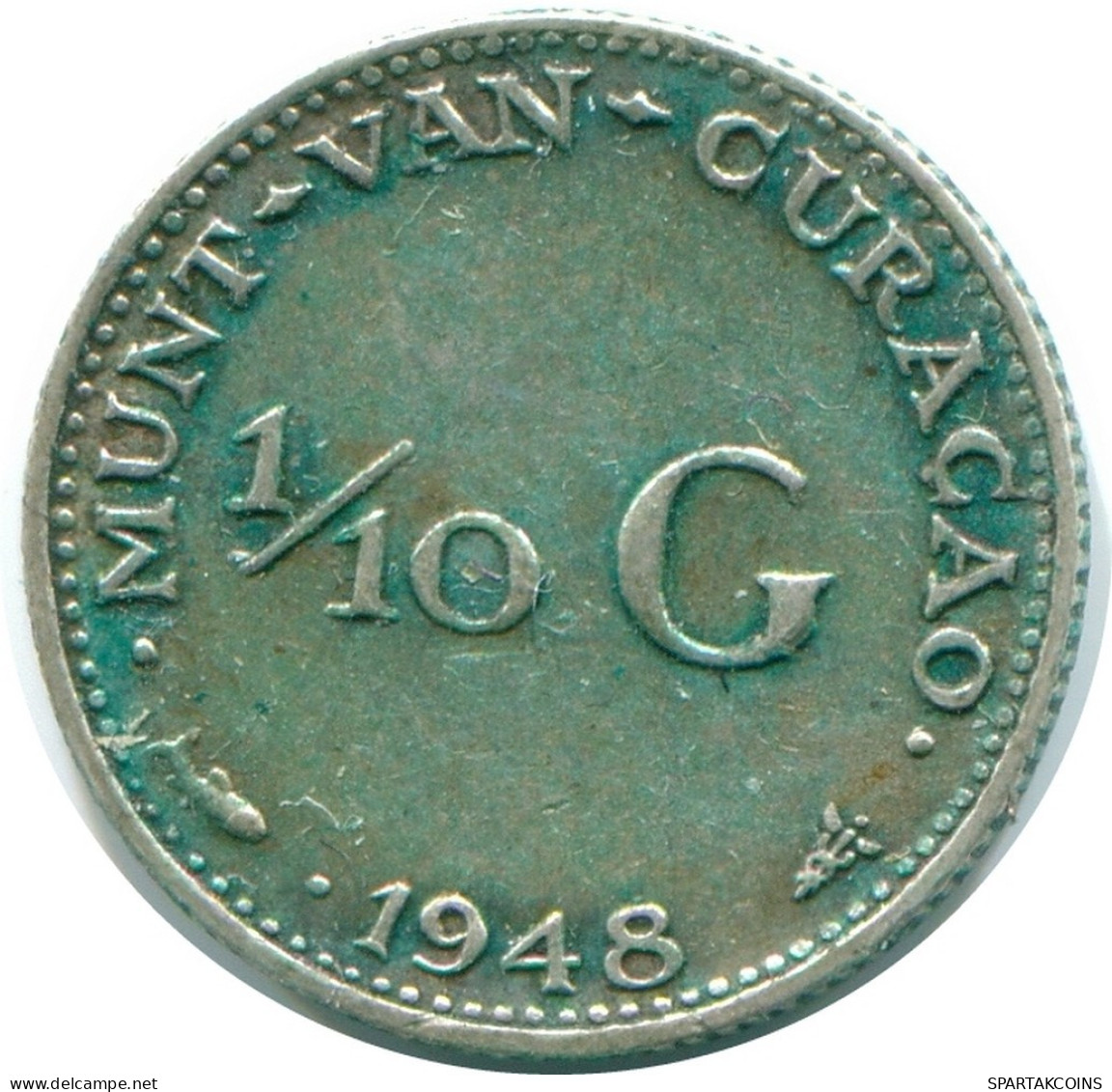 1/10 GULDEN 1948 CURACAO Netherlands SILVER Colonial Coin #NL11982.3.U.A - Curacao