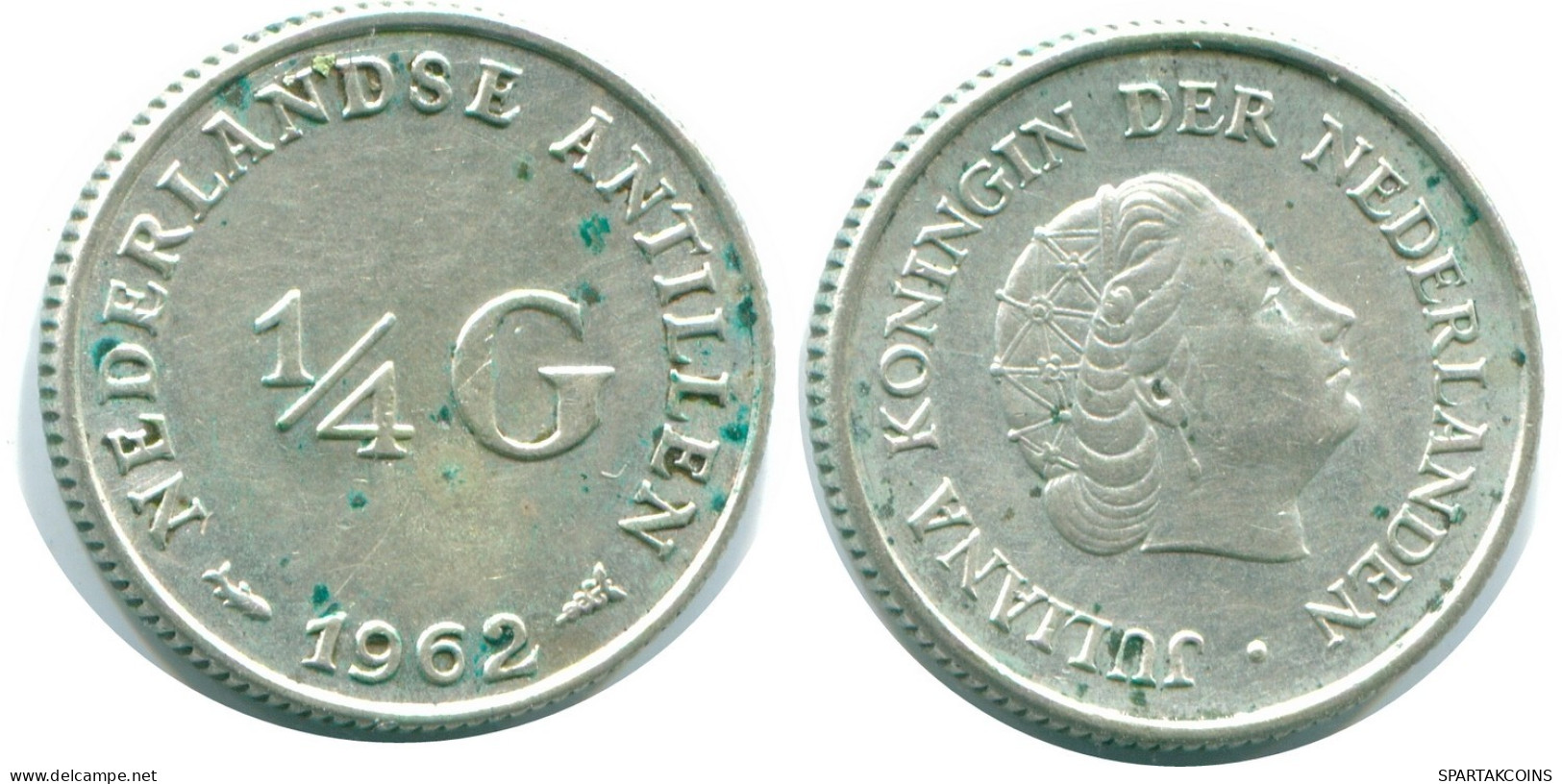 1/4 GULDEN 1962 NETHERLANDS ANTILLES SILVER Colonial Coin #NL11121.4.U.A - Niederländische Antillen
