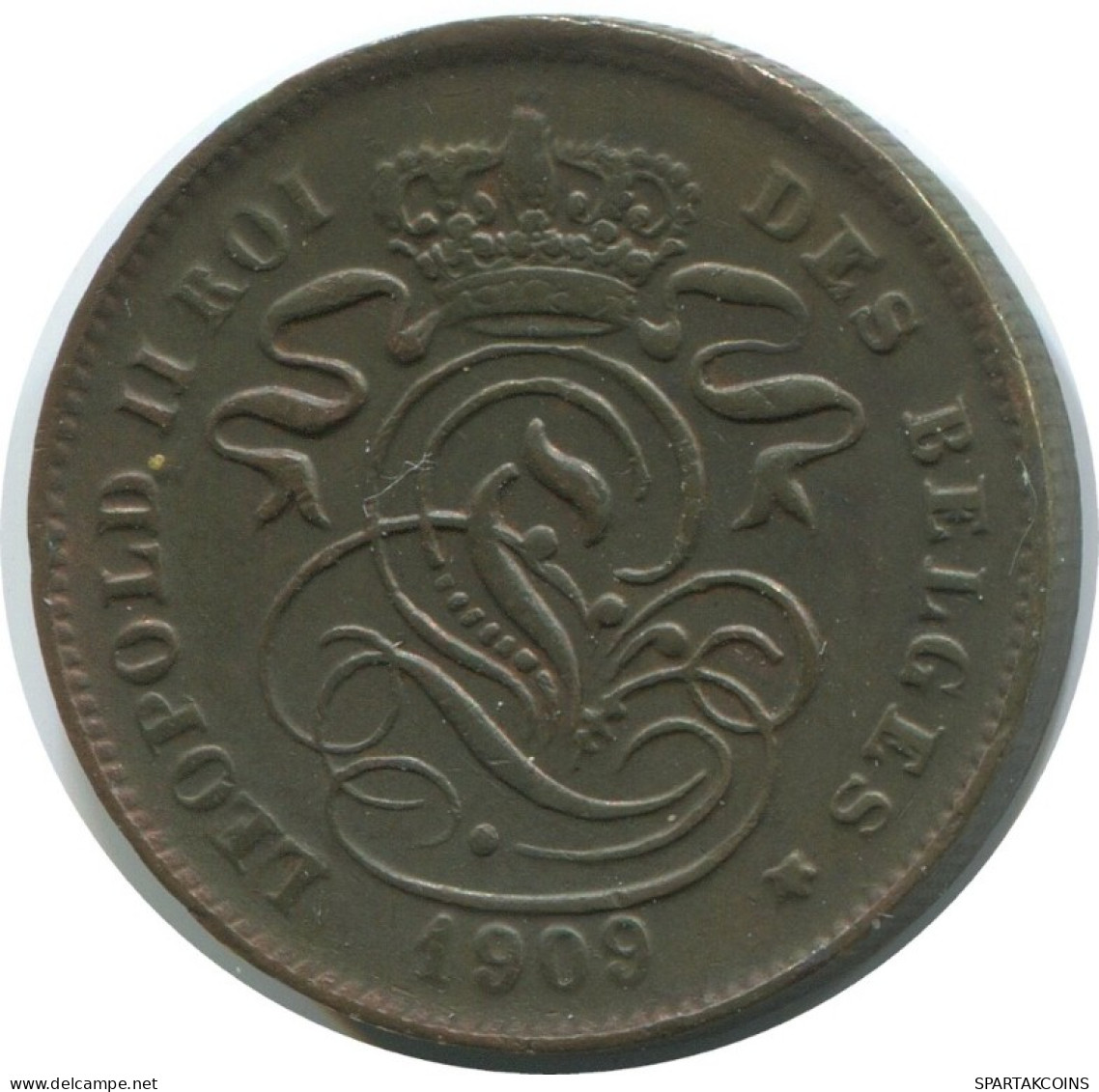 2 CENTIMES 1909 FRENCH Text BÉLGICA BELGIUM Moneda I #AE730.16.E.A - 2 Centimes