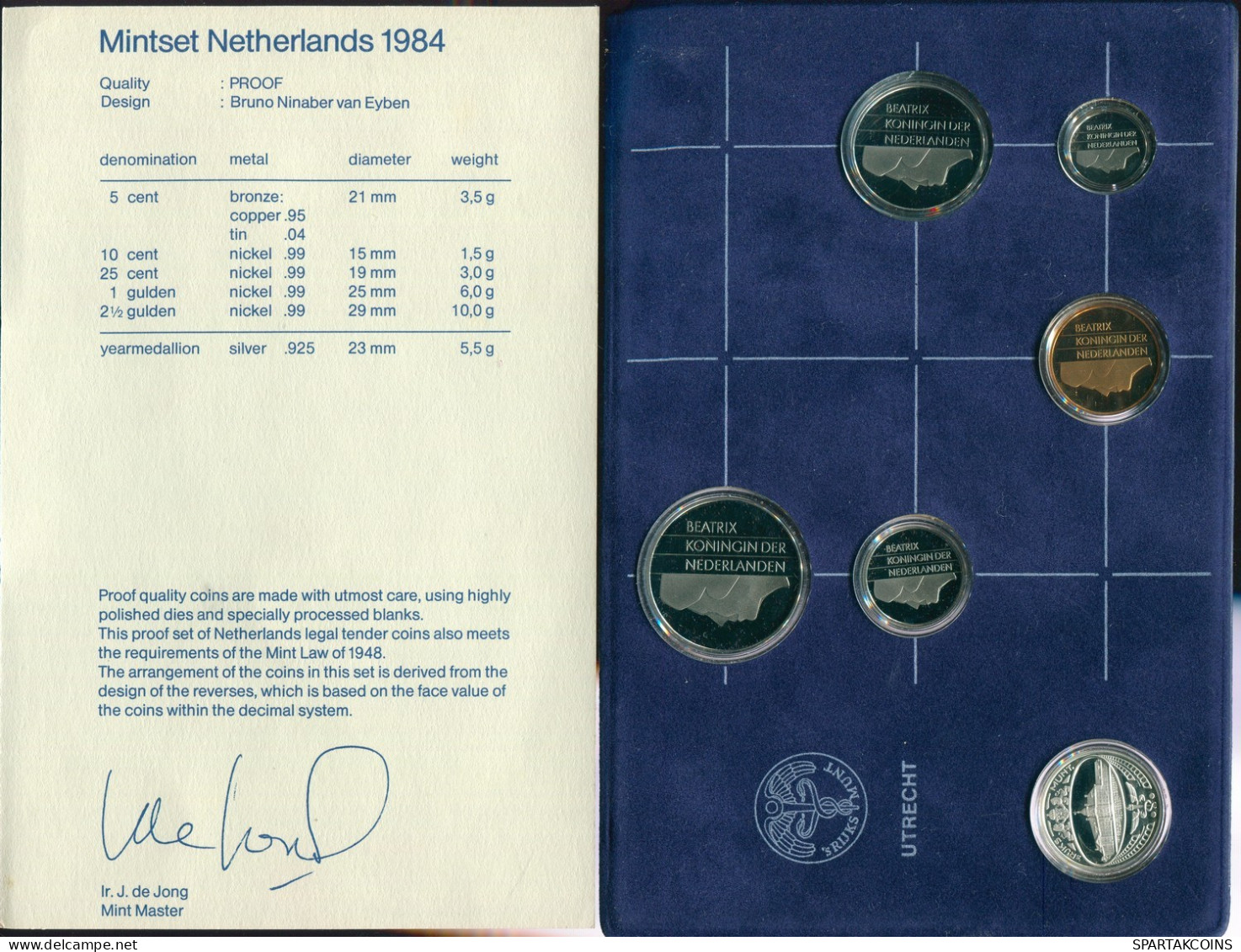 NETHERLANDS 1984 MINT SET 5 Coin SILVER MEDAL PROOF #SET1136.16.U.A - [Sets Sin Usar &  Sets De Prueba