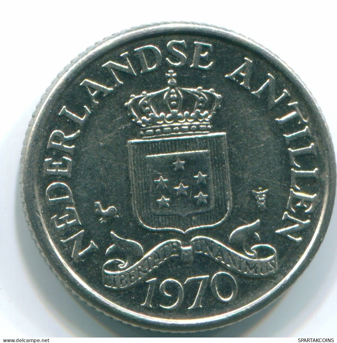 25 CENTS 1970 ANTILLAS NEERLANDESAS Nickel Colonial Moneda #S11459.E.A - Antilles Néerlandaises