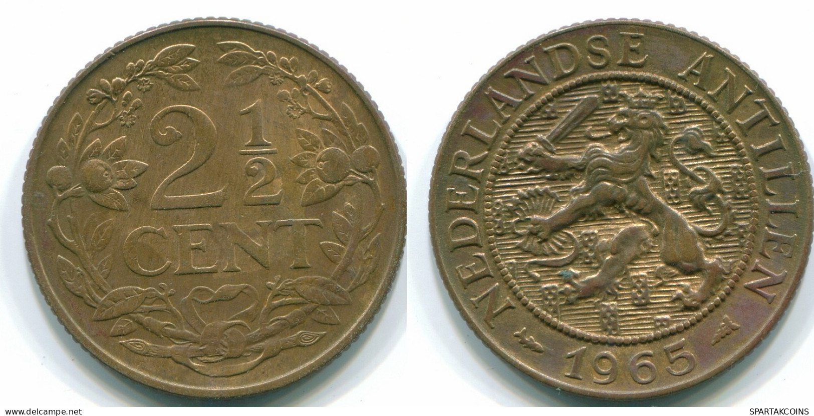 2 1/2 CENT 1965 CURACAO NIEDERLANDE Bronze Koloniale Münze #S10239.D.A - Curacao
