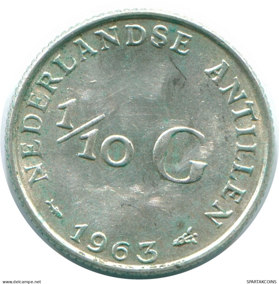 1/10 GULDEN 1963 NIEDERLÄNDISCHE ANTILLEN SILBER Koloniale Münze #NL12562.3.D.A - Antilles Néerlandaises