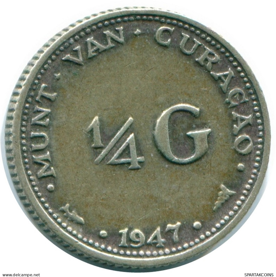 1/4 GULDEN 1947 CURACAO Netherlands SILVER Colonial Coin #NL10787.4.U.A - Curacao