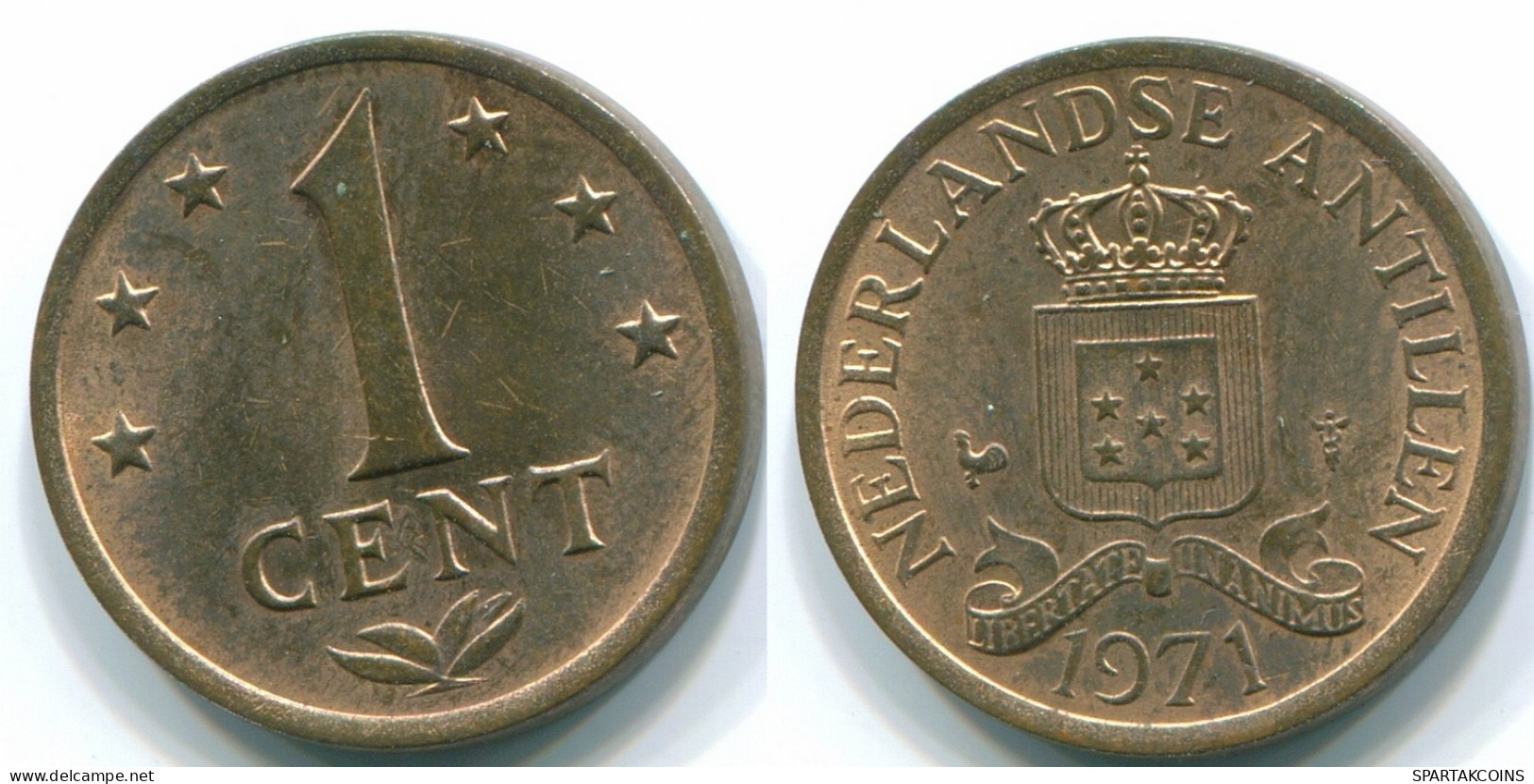 1 CENT 1971 ANTILLES NÉERLANDAISES Bronze Colonial Pièce #S10611.F.A - Niederländische Antillen