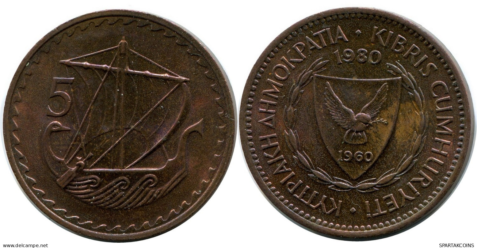 5 MILS 1960 ZYPERN CYPRUS Münze #BA199.D.A - Cipro