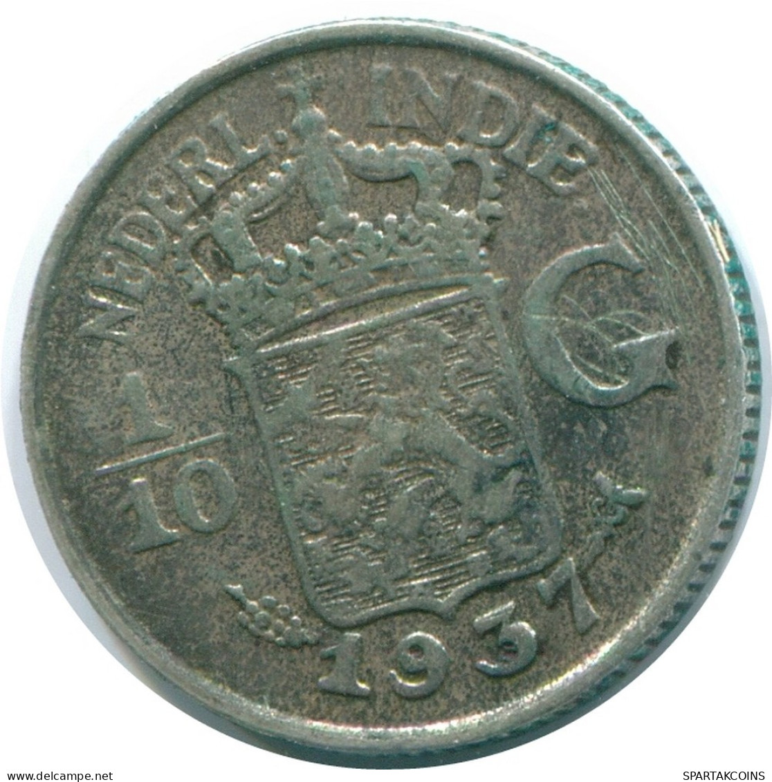 1/10 GULDEN 1937 NETHERLANDS EAST INDIES SILVER Colonial Coin #NL13479.3.U.A - Niederländisch-Indien