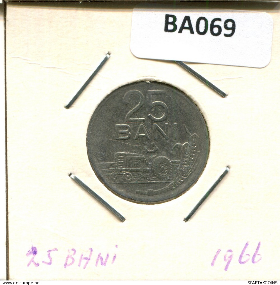 25 BANI 1966 ROMÁN OMANIA Moneda #BA069.E.A - Roemenië