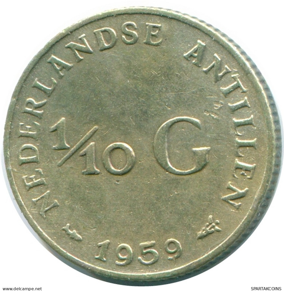 1/10 GULDEN 1959 ANTILLAS NEERLANDESAS PLATA Colonial Moneda #NL12219.3.E.A - Antilles Néerlandaises