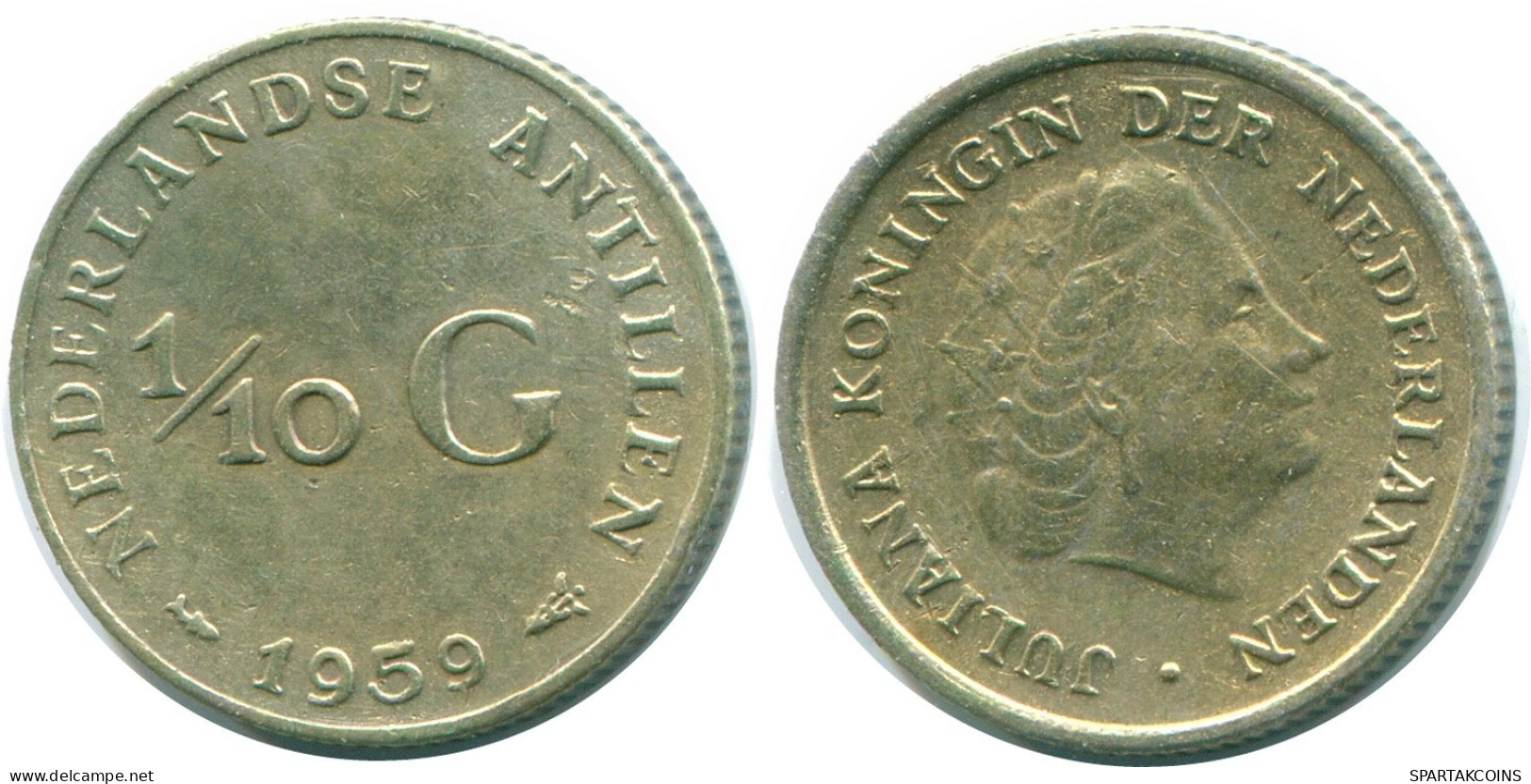 1/10 GULDEN 1959 ANTILLAS NEERLANDESAS PLATA Colonial Moneda #NL12219.3.E.A - Antilles Néerlandaises