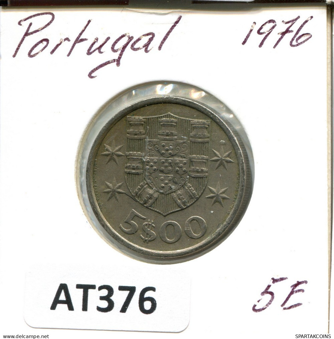 5 ESCUDOS 1976 PORTUGAL Moneda #AT376.E.A - Portugal