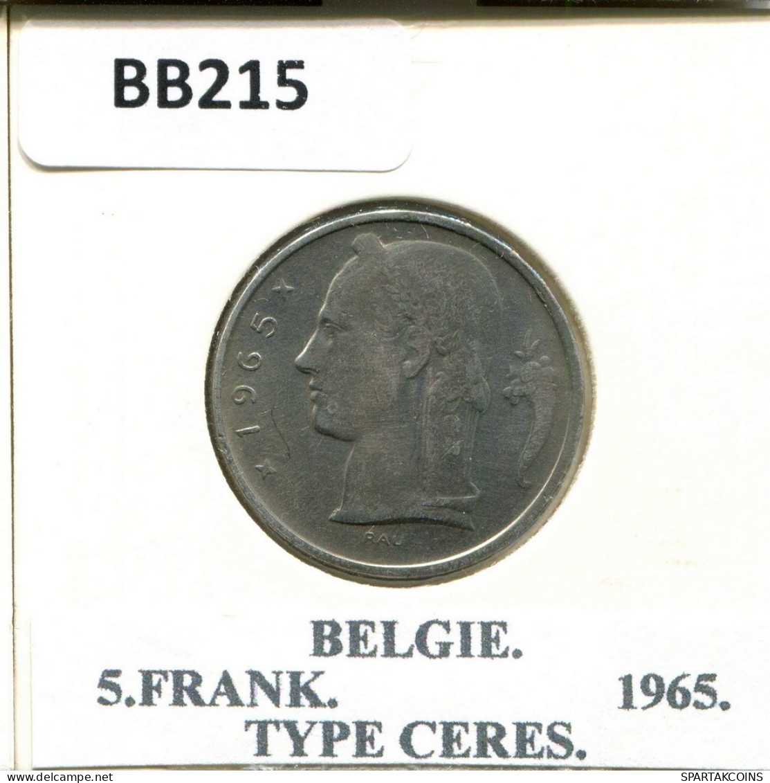 5 FRANCS 1965 DUTCH Text BELGIQUE BELGIUM Pièce #BB215.F.A - 5 Francs