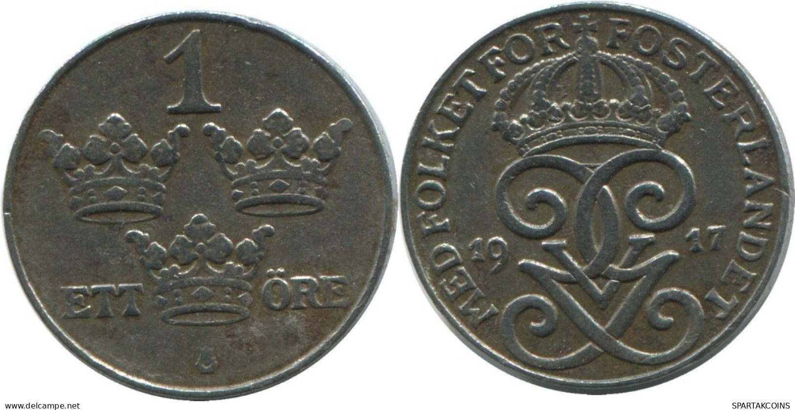 1 ORE 1917 SCHWEDEN SWEDEN Münze #AD135.2.D.A - Schweden