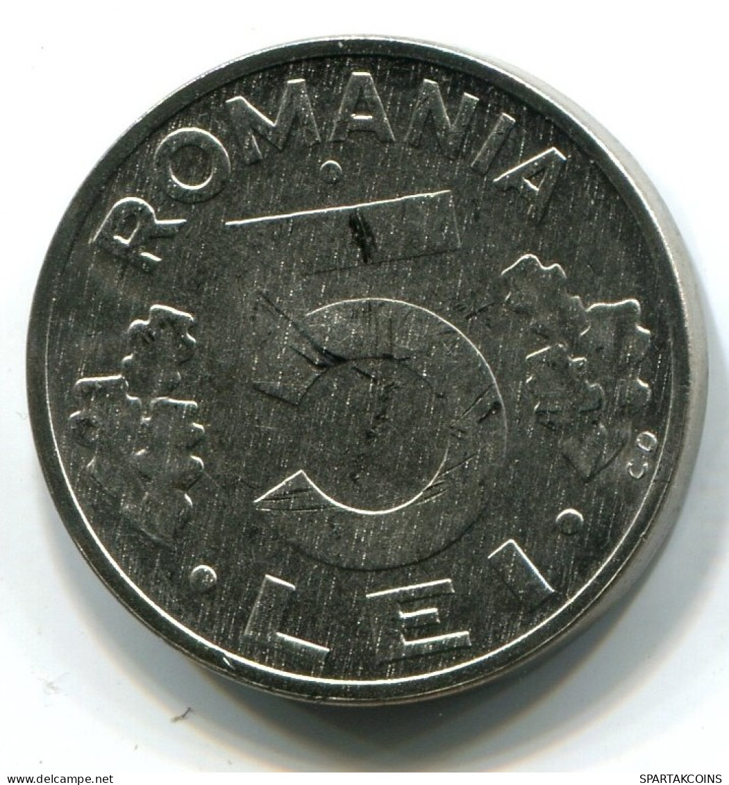 5 LEI 1992 ROMANIA UNC Eagle Coat Of Arms V.G Mark Coin #W11340.U.A - Romania