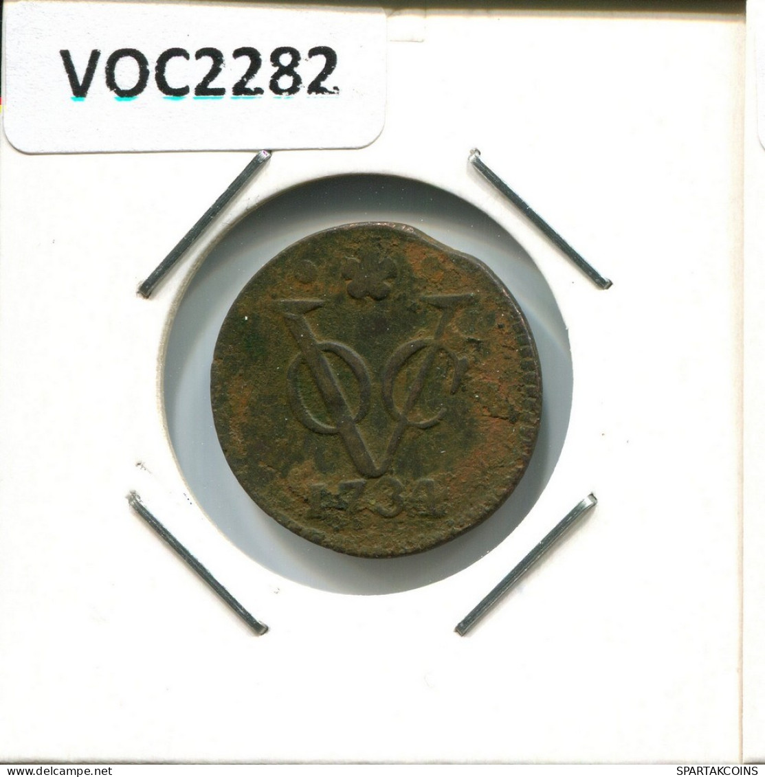 1734 HOLLAND VOC DUIT NIEDERLANDE OSTINDIEN NY COLONIAL PENNY #VOC2282.7.D.A - Dutch East Indies