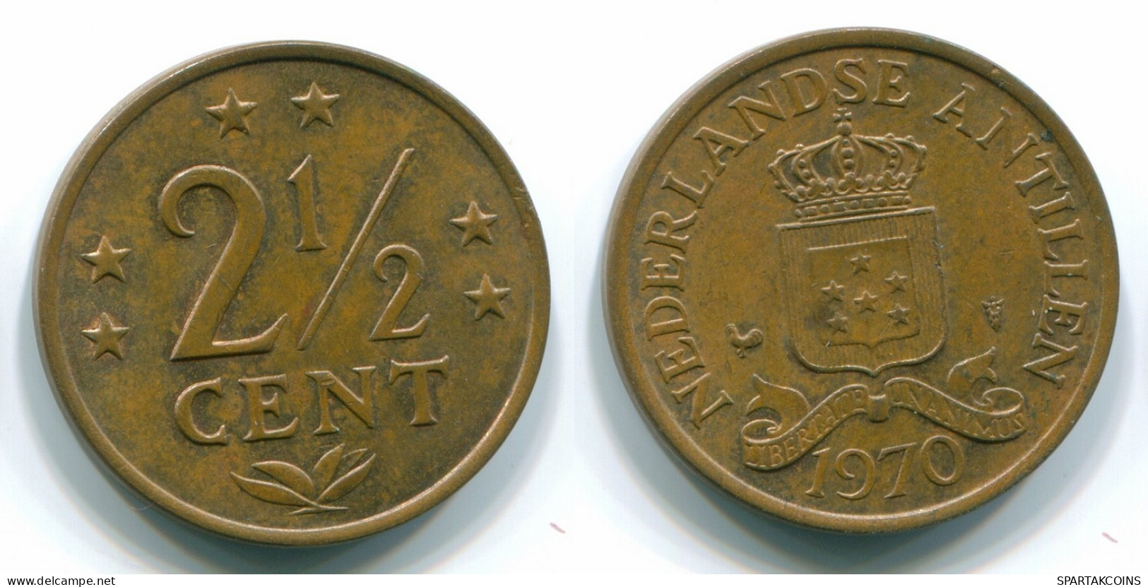 2 1/2 CENT 1970 NIEDERLÄNDISCHE ANTILLEN CENTS Bronze Koloniale Münze #S10472.D.A - Niederländische Antillen