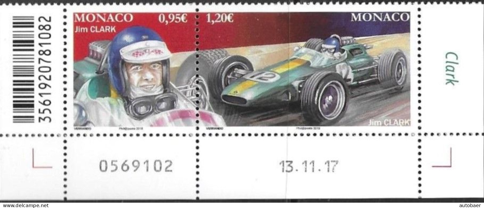 Monaco 2018 Racing Drivers Lotus Jim Clark Michel No. 3381-82 Pair ** Neuf MNH Postfrisch - Ungebraucht