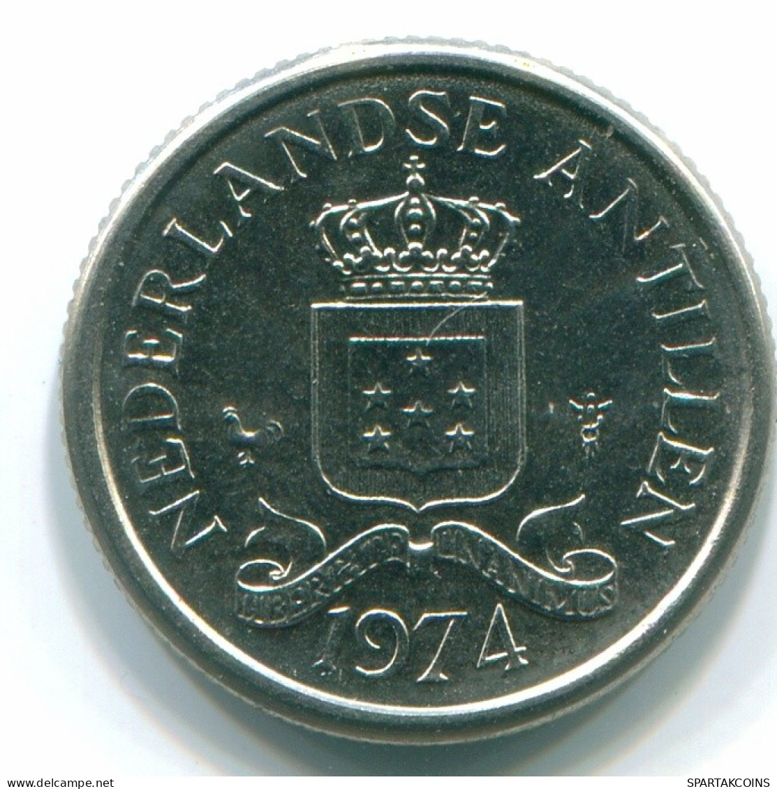 10 CENTS 1974 NETHERLANDS ANTILLES Nickel Colonial Coin #S13512.U.A - Antille Olandesi