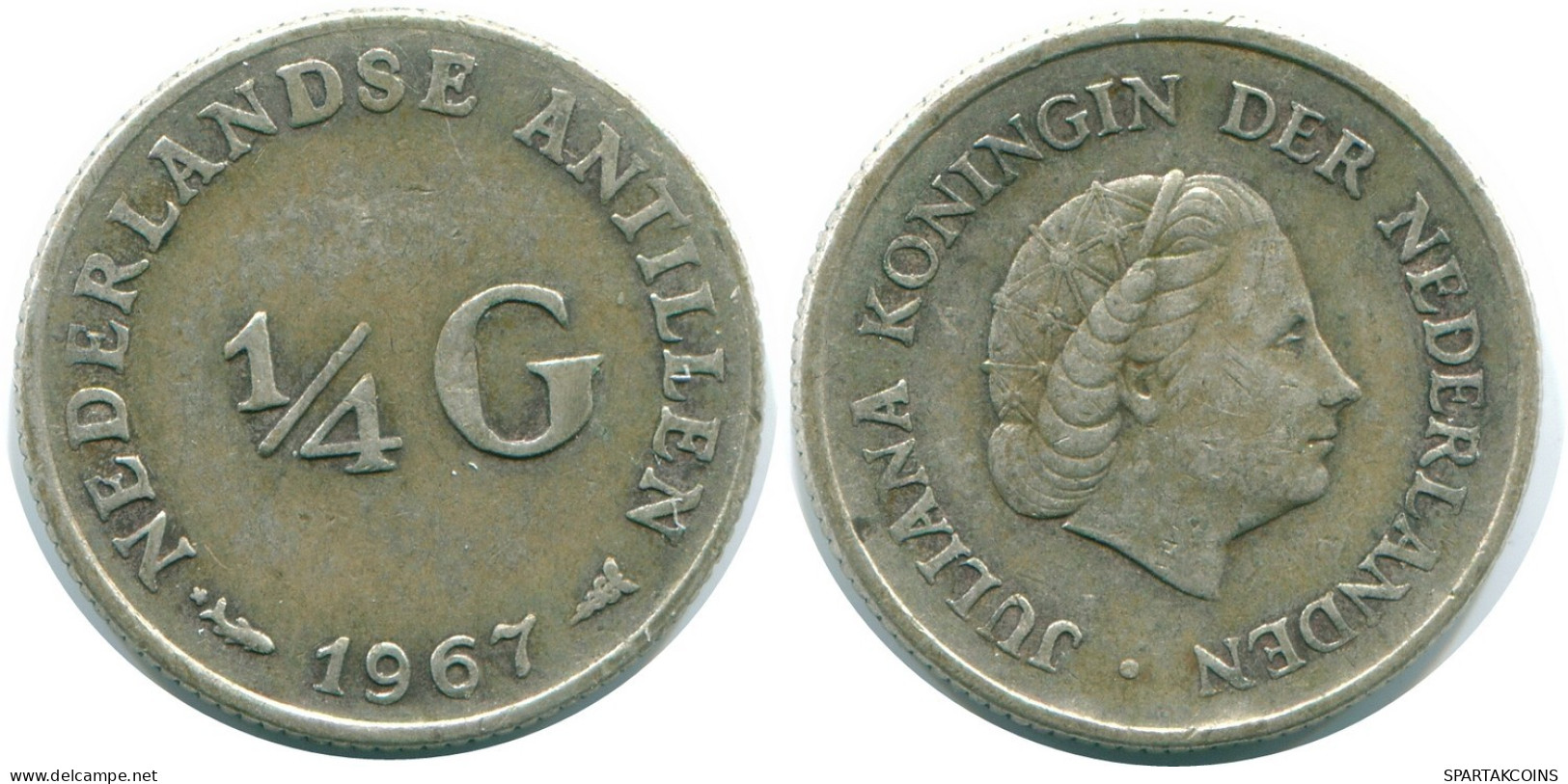 1/4 GULDEN 1967 NETHERLANDS ANTILLES SILVER Colonial Coin #NL11597.4.U.A - Niederländische Antillen