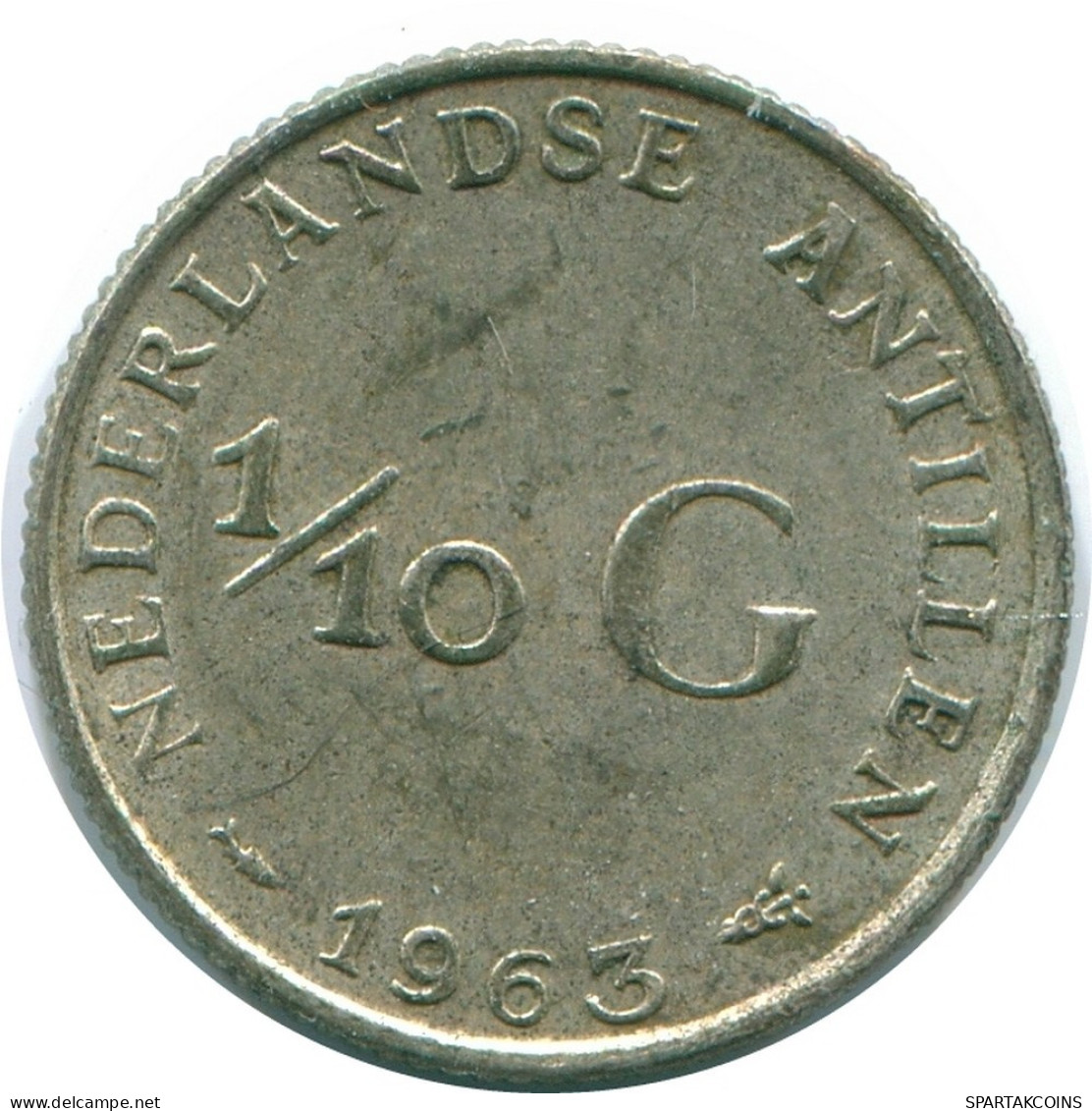 1/10 GULDEN 1963 NIEDERLÄNDISCHE ANTILLEN SILBER Koloniale Münze #NL12472.3.D.A - Antillas Neerlandesas