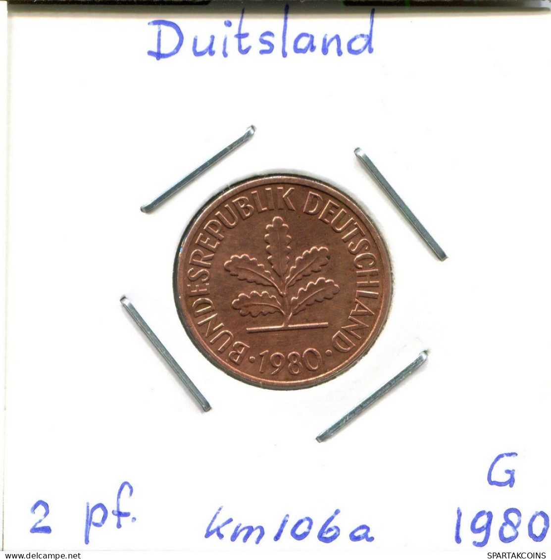 2 PFENNIG 1980 G WEST & UNIFIED GERMANY Coin #DC256.U.A - 2 Pfennig