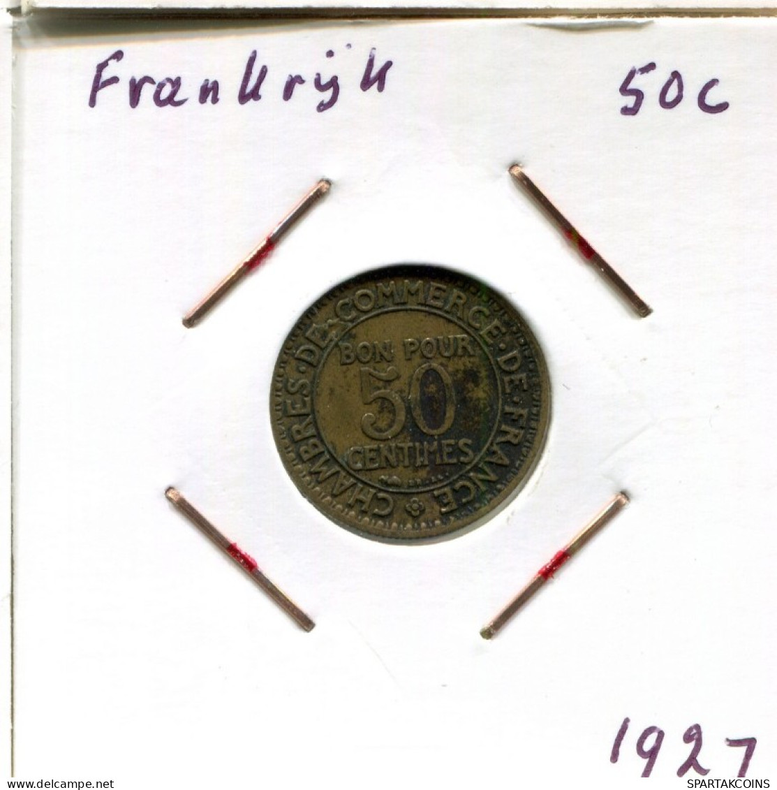 50 CENTIMES 1927 FRANCE Pièce Française #AM902.F.A - 50 Centimes