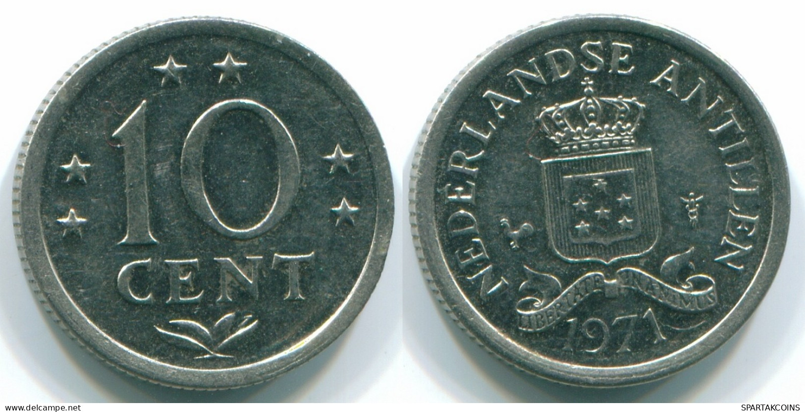 10 CENTS 1971 NETHERLANDS ANTILLES Nickel Colonial Coin #S13428.U.A - Antille Olandesi