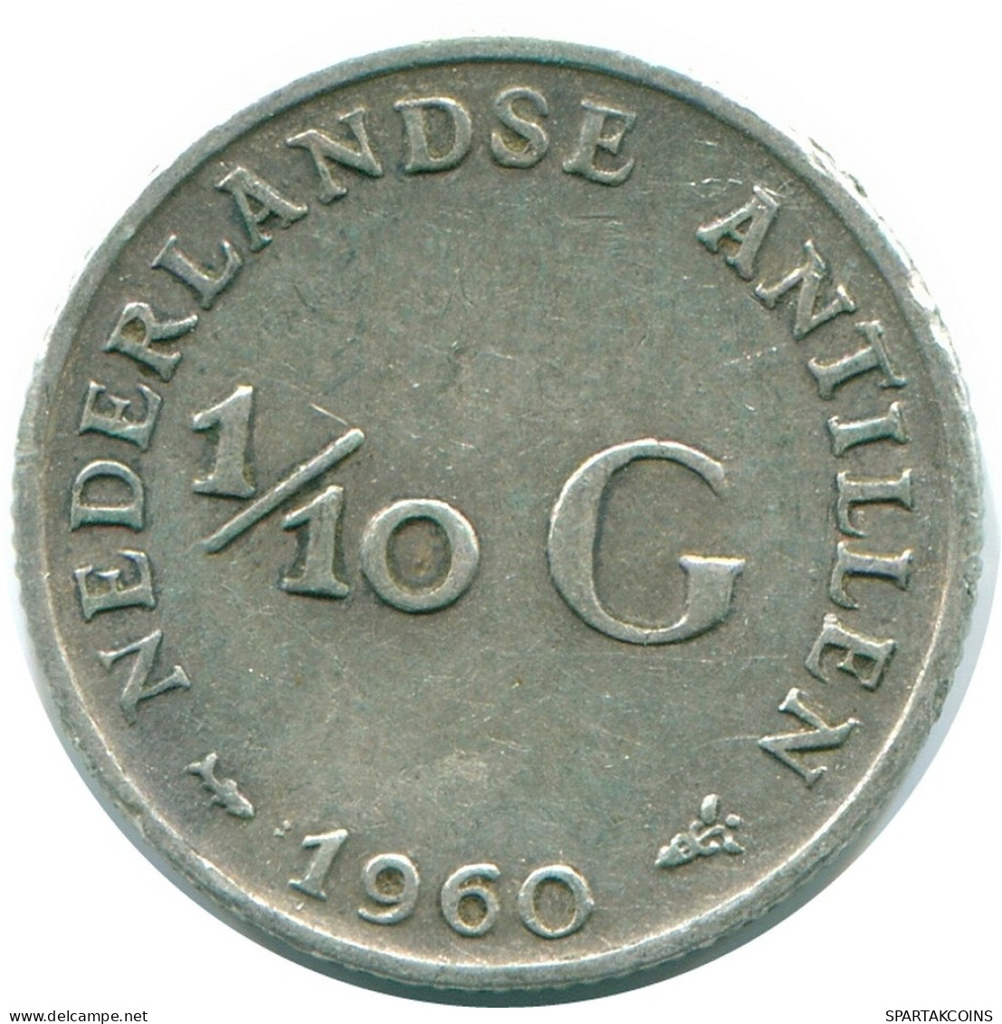 1/10 GULDEN 1960 ANTILLES NÉERLANDAISES ARGENT Colonial Pièce #NL12282.3.F.A - Antilles Néerlandaises