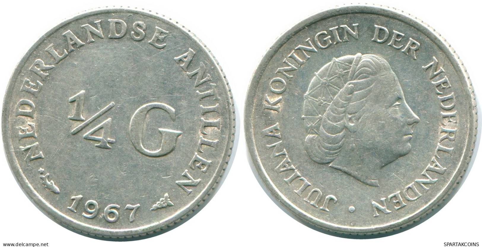 1/4 GULDEN 1967 NETHERLANDS ANTILLES SILVER Colonial Coin #NL11450.4.U.A - Niederländische Antillen