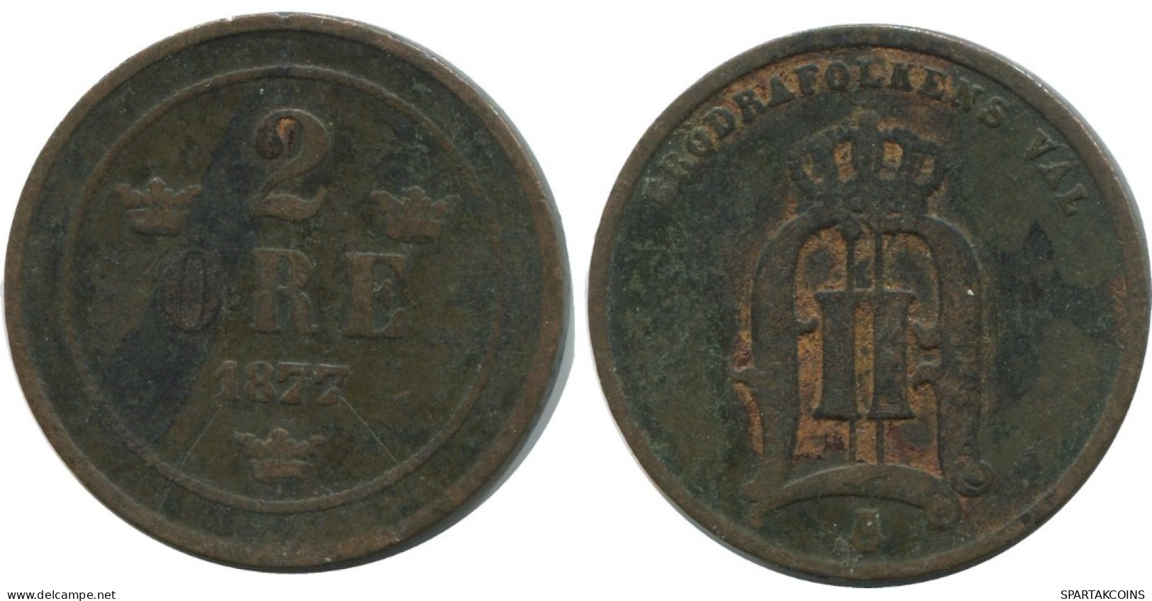 2 ORE 1877 SUECIA SWEDEN Moneda #AC905.2.E.A - Zweden