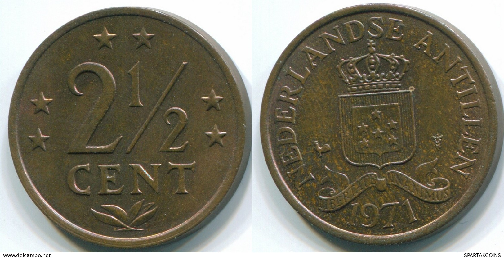 2 1/2 CENT 1971 NIEDERLÄNDISCHE ANTILLEN Bronze Koloniale Münze #S10496.D.A - Niederländische Antillen