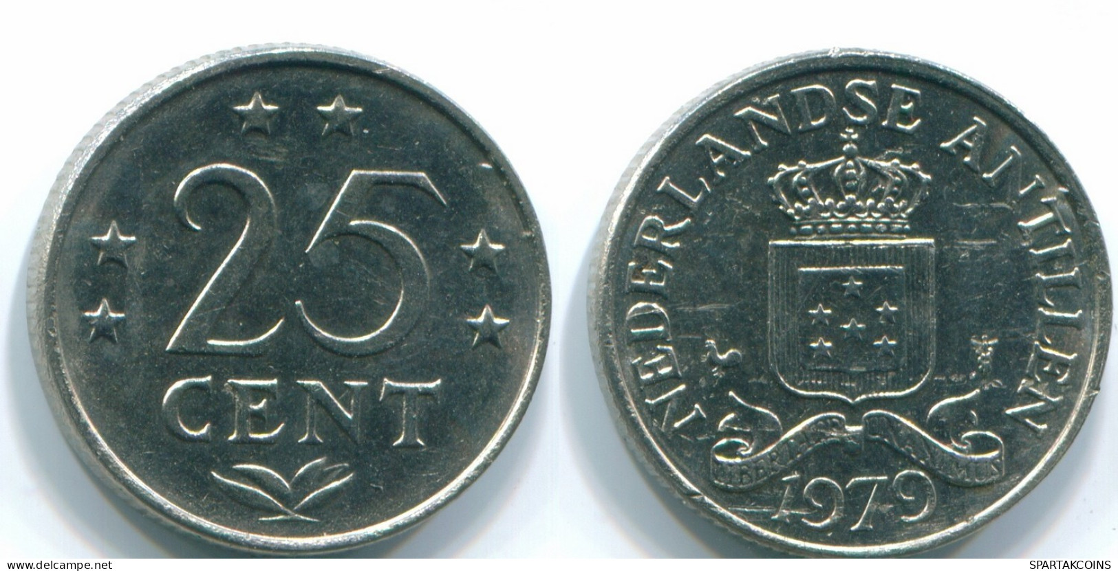 25 CENTS 1979 NIEDERLÄNDISCHE ANTILLEN Nickel Koloniale Münze #S11647.D.A - Antillas Neerlandesas
