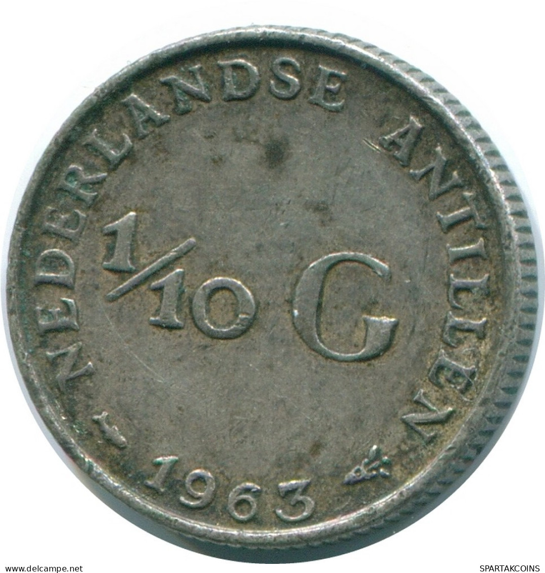 1/10 GULDEN 1963 NETHERLANDS ANTILLES SILVER Colonial Coin #NL12606.3.U.A - Antilles Néerlandaises