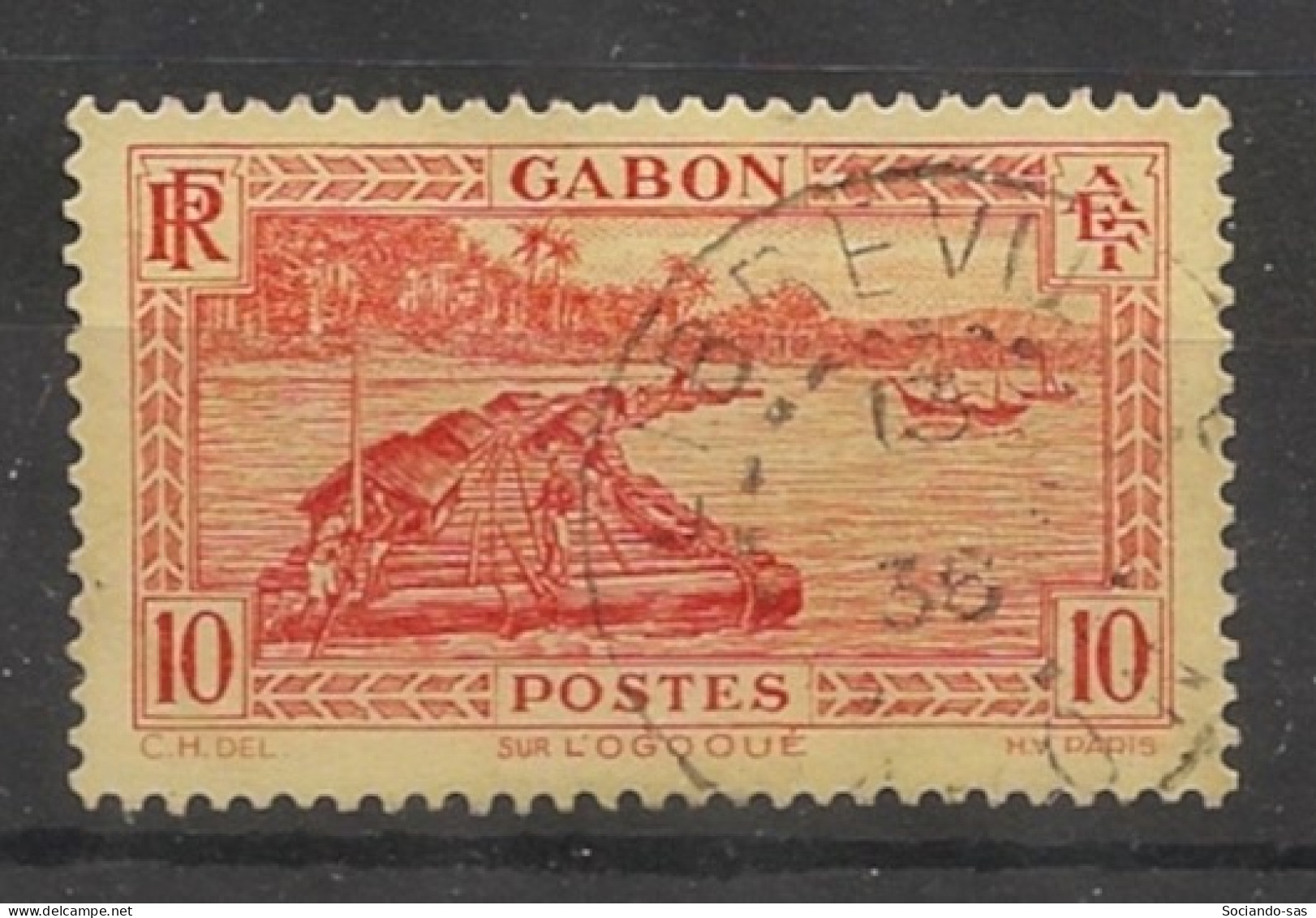 GABON - 1932-33 - N°YT. 129 - Fleuve Ogooué 10c Rouge - Oblitéré / Used - Oblitérés