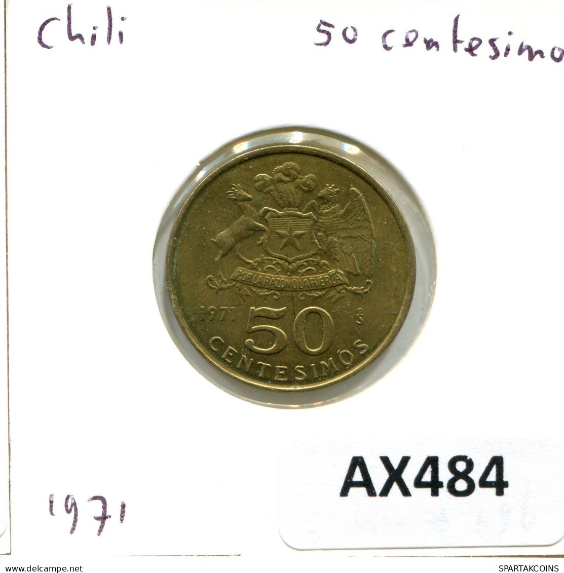 50 CENTESIMOS 1971 CHILE Moneda #AX484.E.A - Chili