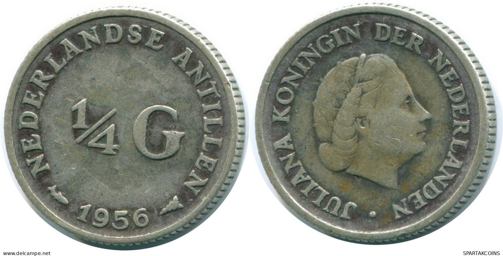 1/4 GULDEN 1956 NIEDERLÄNDISCHE ANTILLEN SILBER Koloniale Münze #NL10940.4.D.A - Niederländische Antillen