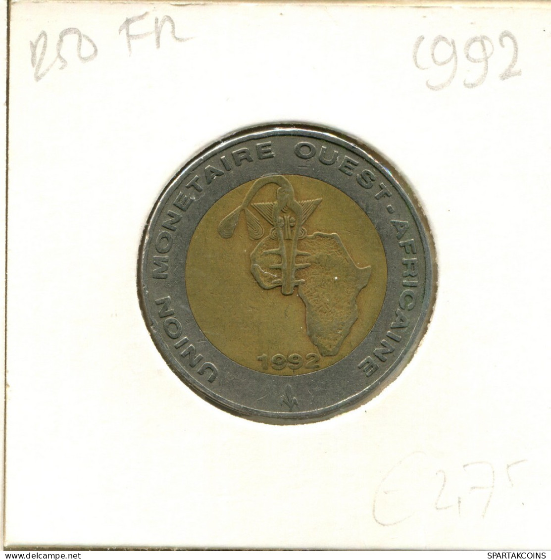 250 FRANCS CFA 1992 Western African States (BCEAO) BIMETALLIC Moneda #AT059.E.A - Other - Africa