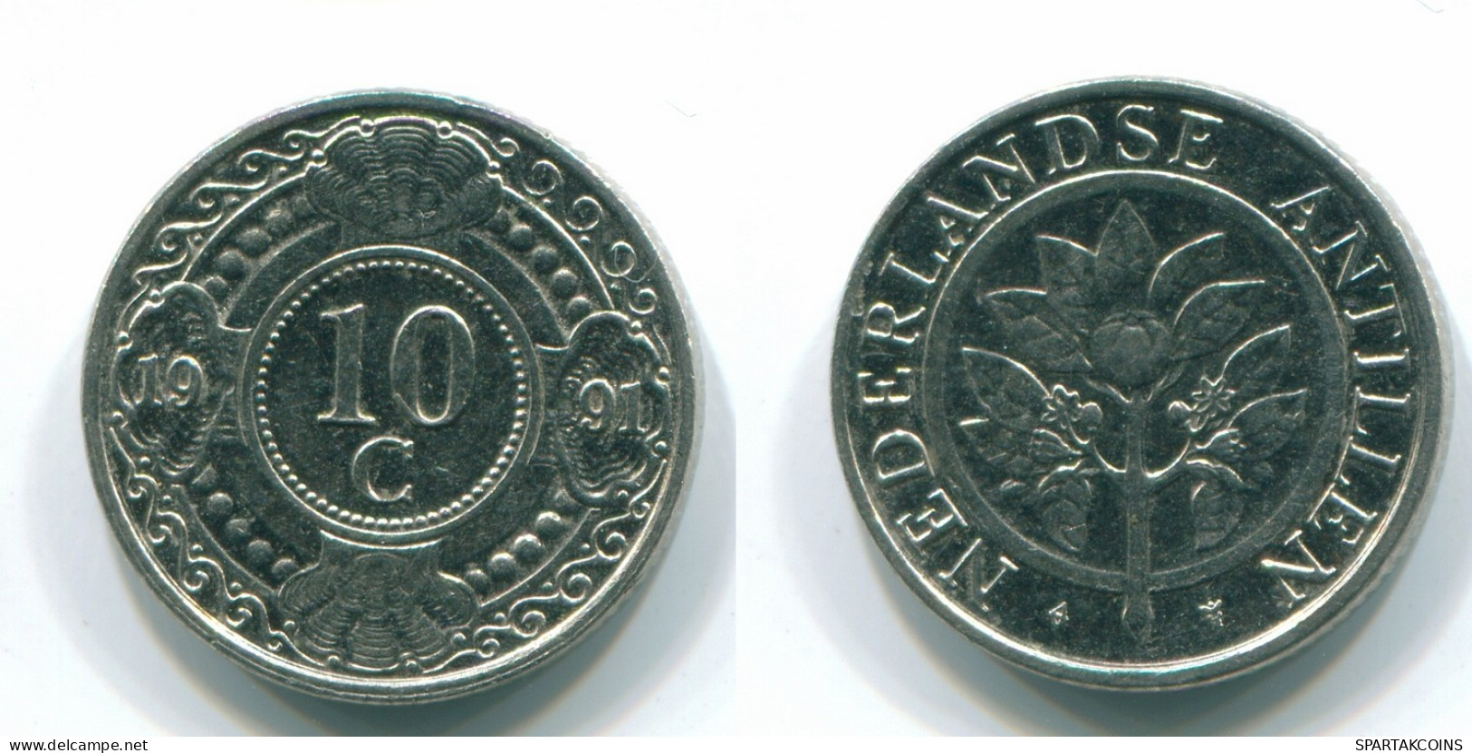 10 CENTS 1991 ANTILLAS NEERLANDESAS Nickel Colonial Moneda #S11338.E.A - Niederländische Antillen