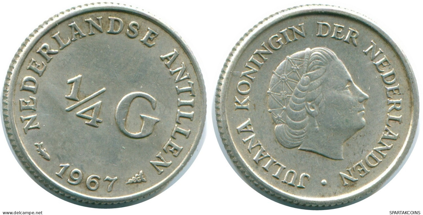 1/4 GULDEN 1967 ANTILLAS NEERLANDESAS PLATA Colonial Moneda #NL11436.4.E.A - Niederländische Antillen